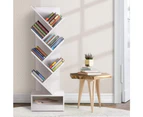 Display Shelf 7-shelf Tree Bookshelf Book Storage Rack Bookcase White