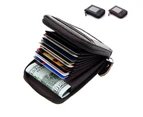 RFID Blocking Leather Wallet Anti-theft Credit Card Holder Men Women Coin Purse Coffee