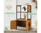All In One Cat Tree Litter Box Enclosure Condo Scratching Post Climber Tower Kitty Play Gym House Pet Furniture Bed Perch Entrance Cabin Toilet Washroom