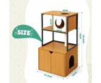 All In One Cat Tree Litter Box Enclosure Condo Scratching Post Climber Tower Kitty Play Gym House Pet Furniture Bed Perch Entrance Cabin Toilet Washroom