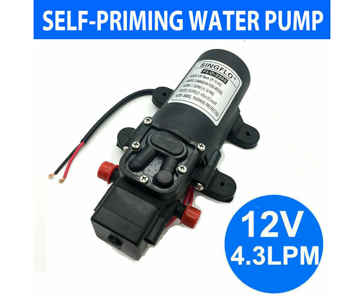 12v 4.3lpm Self Priming Water Pump High Pressure Caravan Camper Boat Marine