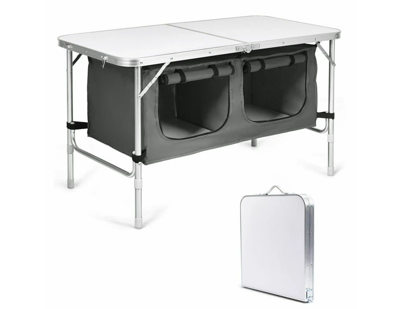 Folding Camping Table Aluminum Portable Outdoor Picnic Storage Organizer Desk