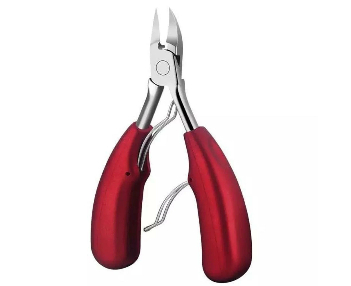 Toe Nail Clippers for Thick Nails Stainless Steel Toe Nail Clippers Ingrown and Cuticle Pliers Trimmer Ergonomic Grip 1 Pack Red