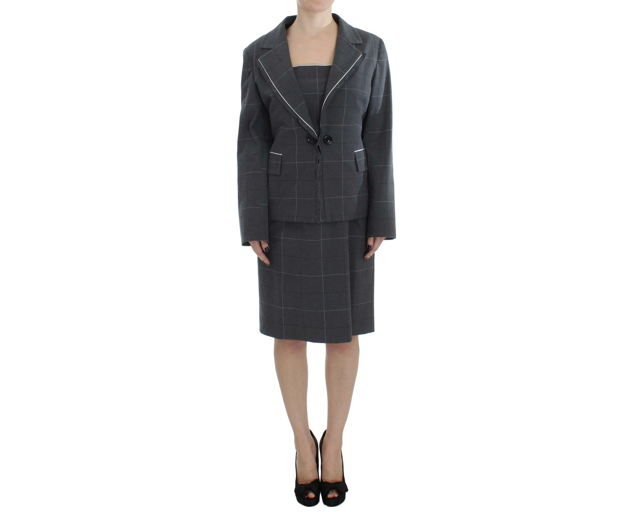 BENCIVENGA Sheath Knee Length Dress and Blazer Suit Set - Gray