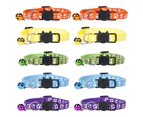 Colorful Cat Collars, Soft Nylon Kitten Collars, Adjustable Safety, with Footprint Design and Bell - Set of 10 ST-4