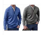 Men's Quarter-Zip Sweater Long-Sleeve Turtleneck Pullover Sweater-purple