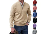 Men's Quarter-Zip Sweater Long-Sleeve Turtleneck Pullover Sweater-purple