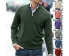 Men's Long-Sleeve Soft Touch Quarter-Zip Sweater Slim Round Neck Cable Knit Sweater -black