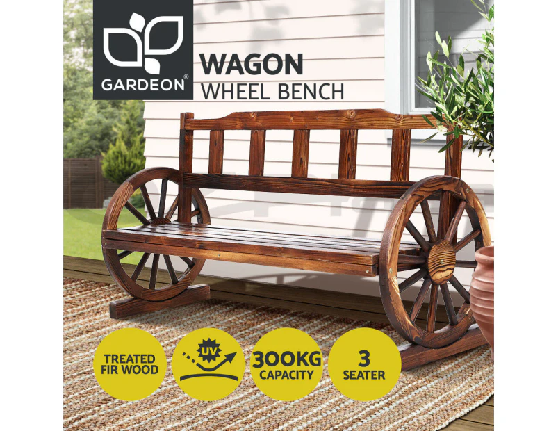 Gardeon Wooden Wagon Garden Bench 3 Seat Outdoor Chair Lounge Patio Furniture