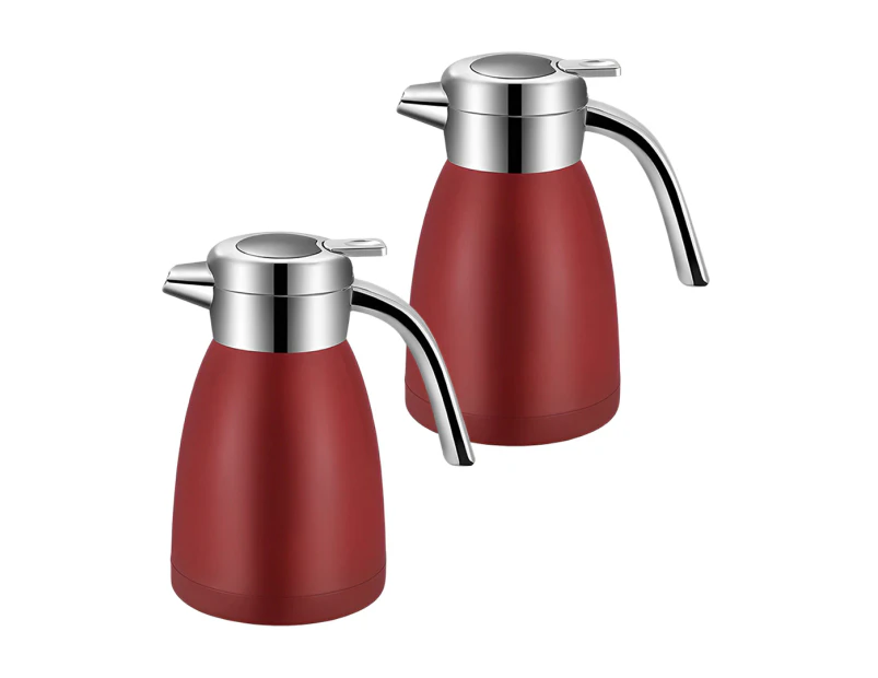 SOGA 2X 1.2LStainless Steel Kettle Insulated Vacuum Flask Water Coffee Jug Thermal Red