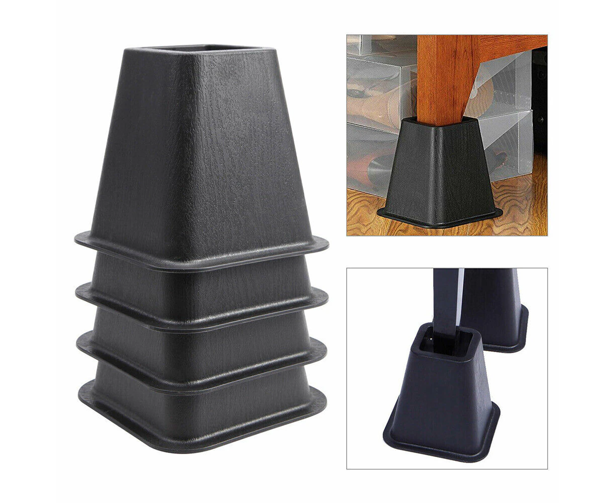 4x 6 Inch Heavy Duty Bed Chair Risers Feet Leg Lift Furniture Raisers Stand