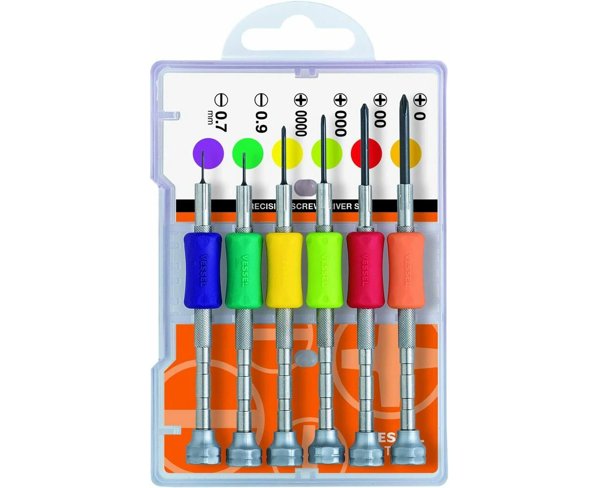 VESSEL JAPAN precision screwdriver set 6 sets of screws Hex Phillips Slotted -