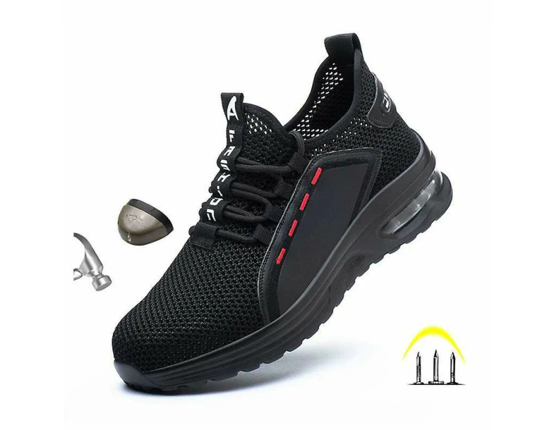 Work Safety Shoes Anti-puncture Working Sneakers Male Indestructible Work Shoes Lightweight Men Shoes - Bkack