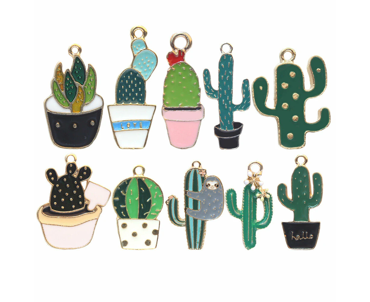 Alloy Plant Cactus Charms Keychain Pendants Bag DIY Pendants (Mixed Style)