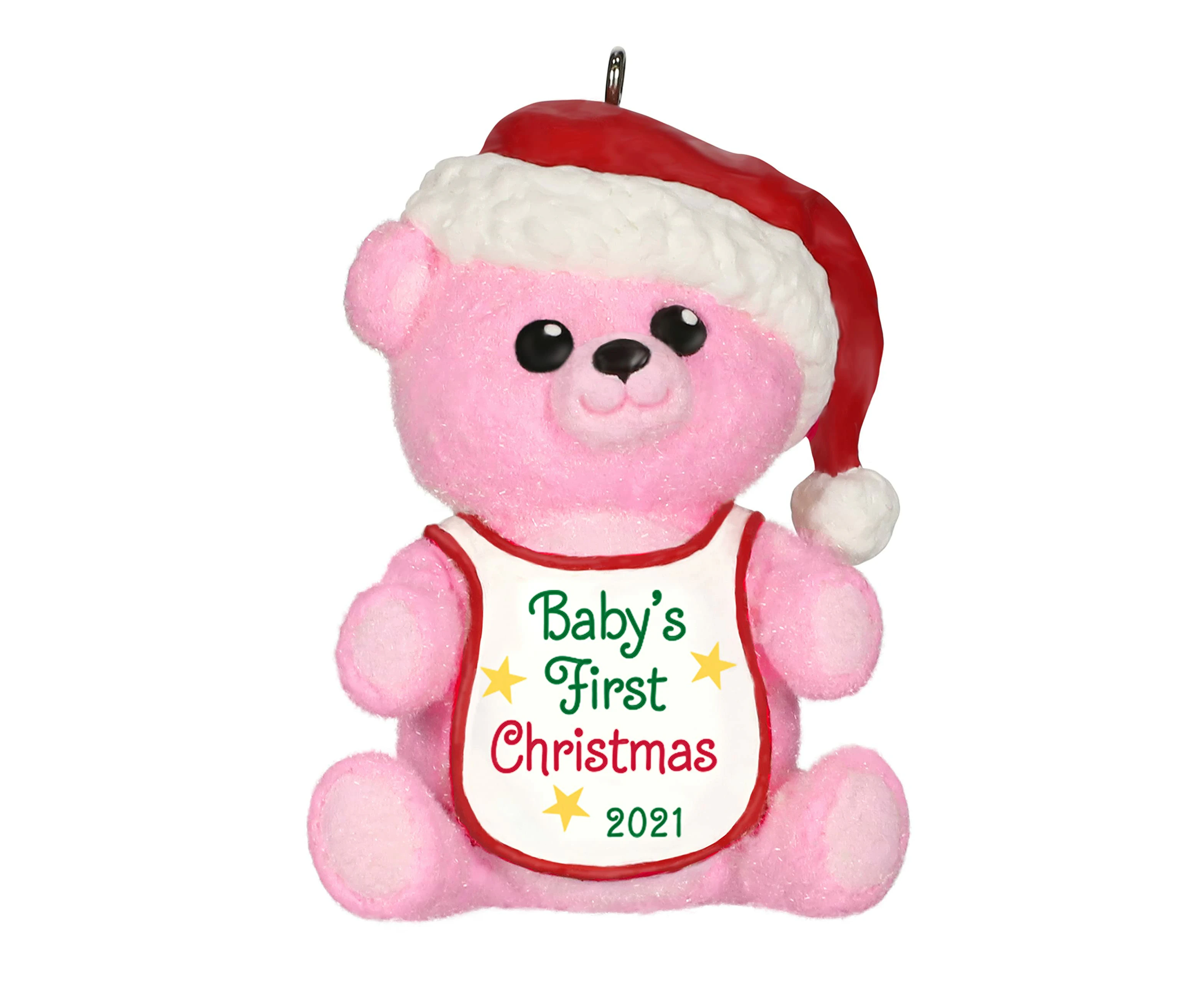 Hallmark Keepsake christmas Ornament, Year Dated 2021, Baby girls First christmas Pink Bear