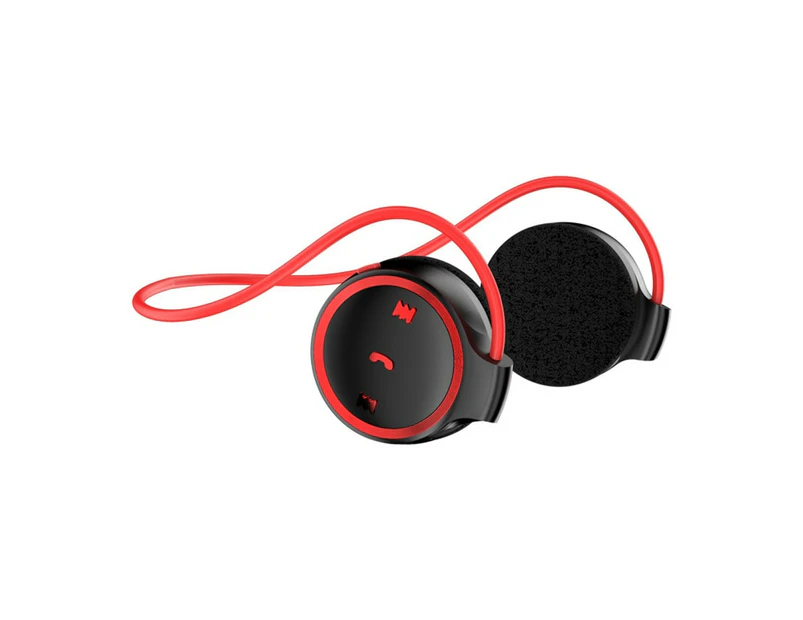 Neckband Sports Wireless Bluetooth Earphones Stereo Headphones MP3 Music Player Headsets TF Card Handsfree Mic for Smartphone - Red