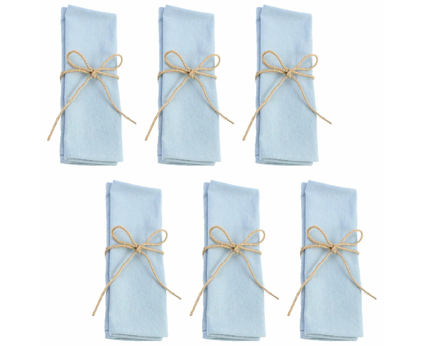 Set Of 6 Cotton Napkins Cloth Dinner Napkins Rustic Thick Table Napkins For Family Events Parties Wedding Decoration, 41X41Cm,Blue