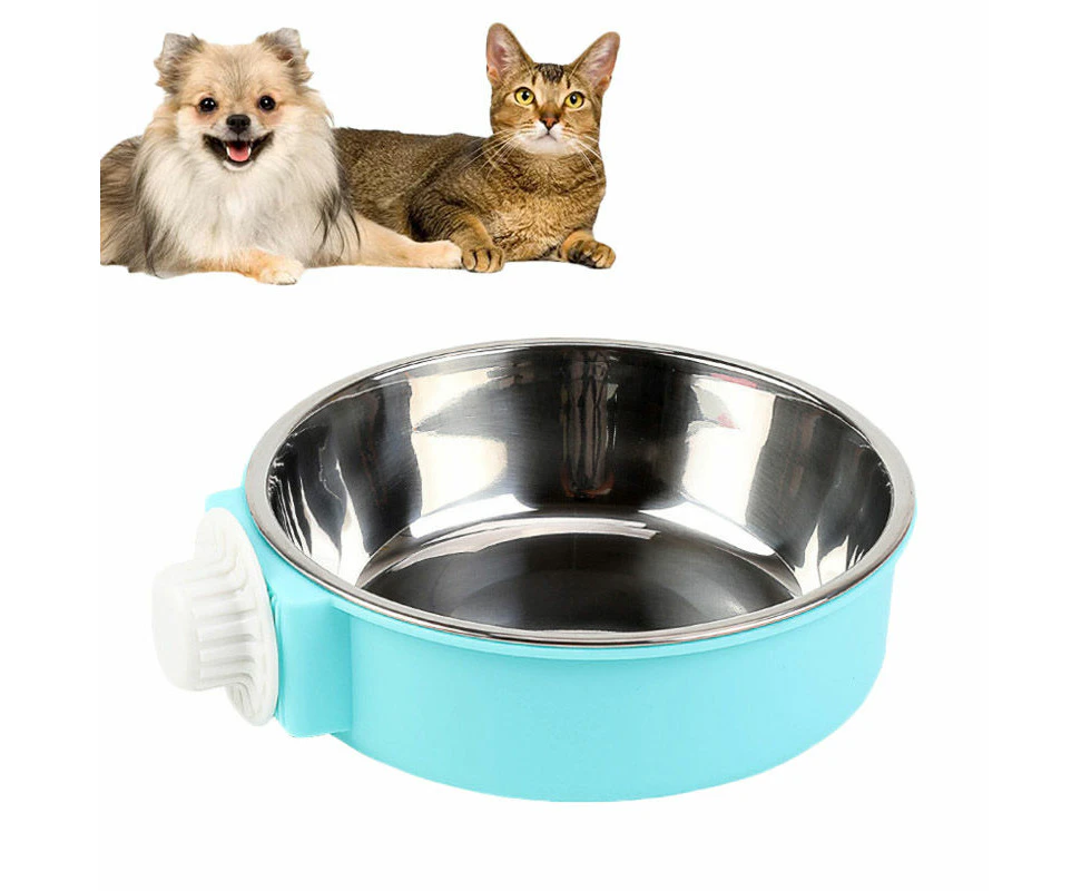 ViviPet Removable Stainless Steel Hanging Pet Bowl for Cats Dogs-Blue