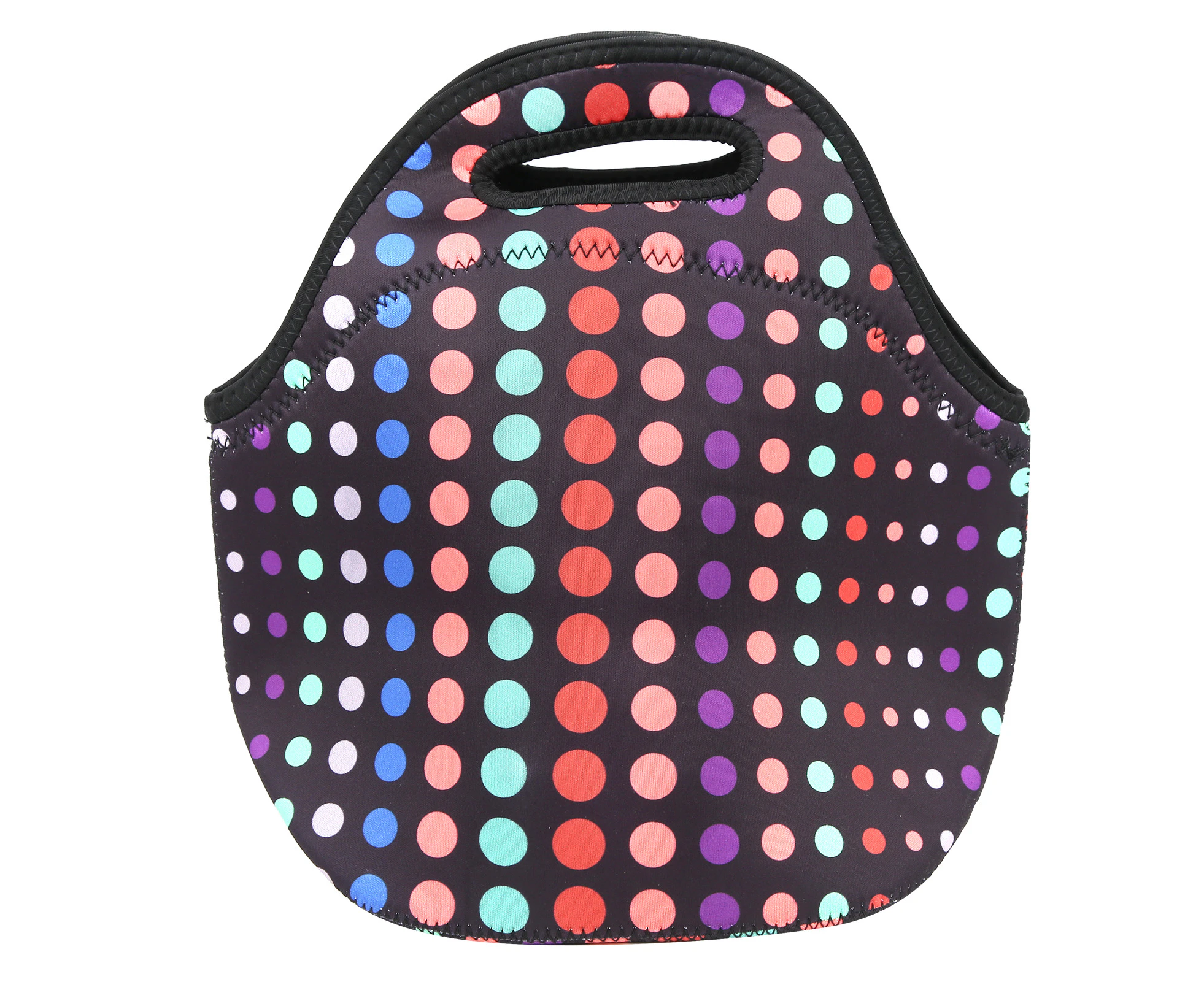 Insulated Thermal Lunch Bag Waterproof Neoprene Lunch Box Handbag For Picnic Campingsmall Colo Red Dots