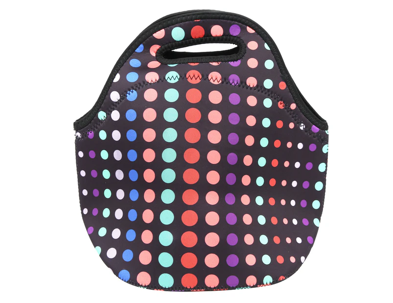 Insulated Thermal Lunch Bag Waterproof Neoprene Lunch Box Handbag For Picnic Campingsmall Colo Red Dots