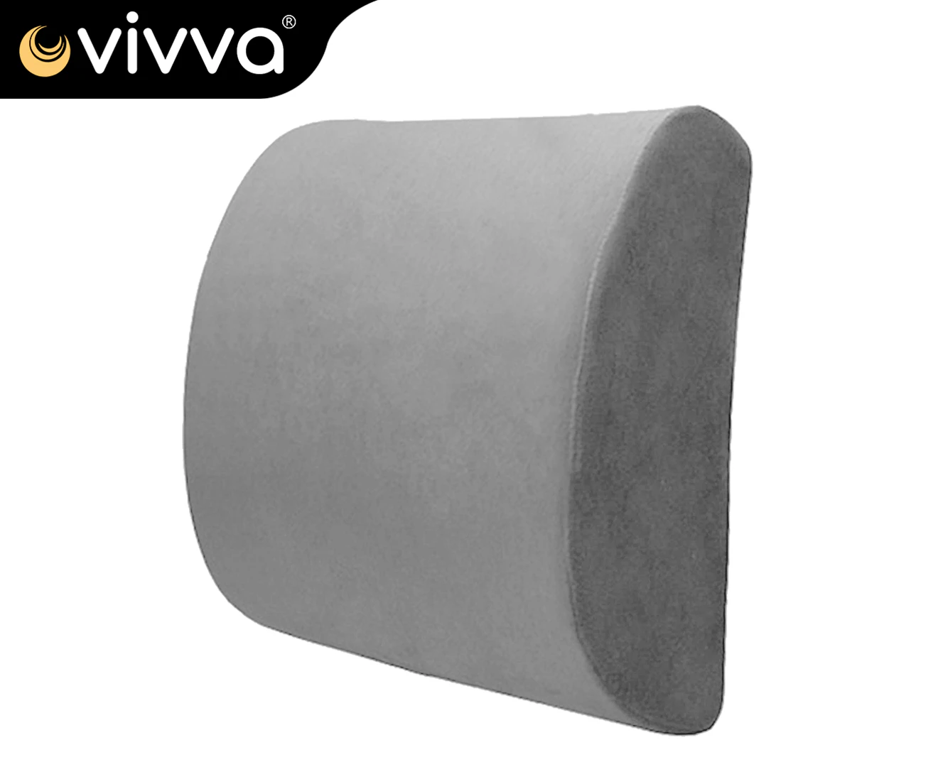 Vivva Memory Foam Lumbar Back Pillow Support Back Cushion - Gray