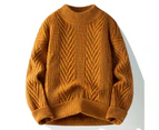 Men's Sweater Winter Knit Crew Neck Sweater Long Sleeve Soft Warm Knit Pullover-400 Orange Red