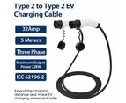 32A/3Phase 22kW 5Meter EV Power Type 2 to Type 2 Charging Cable with Storage Bag