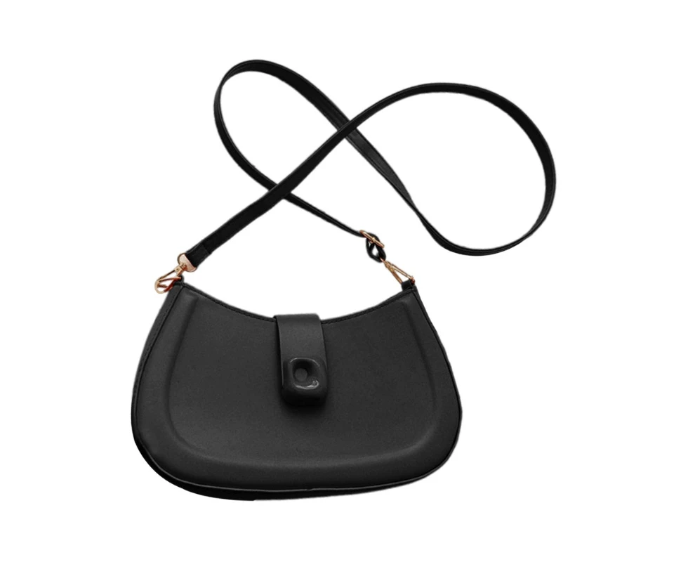 PU Leather Crossbody Bag Sling Bag Casual Shoulder Bag Handbags Purse Solid Color Bag for Women Girls-Color-Black