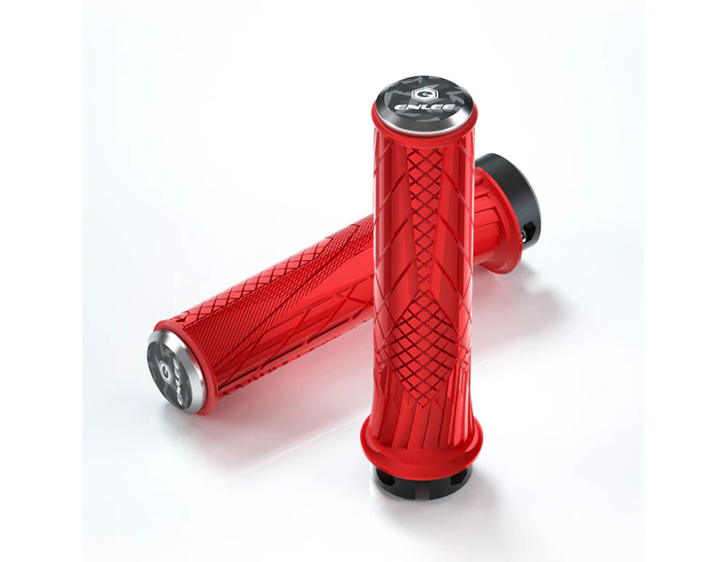 Bicycle Handlebar Grips Bike Handle Rubber Cover Set Red