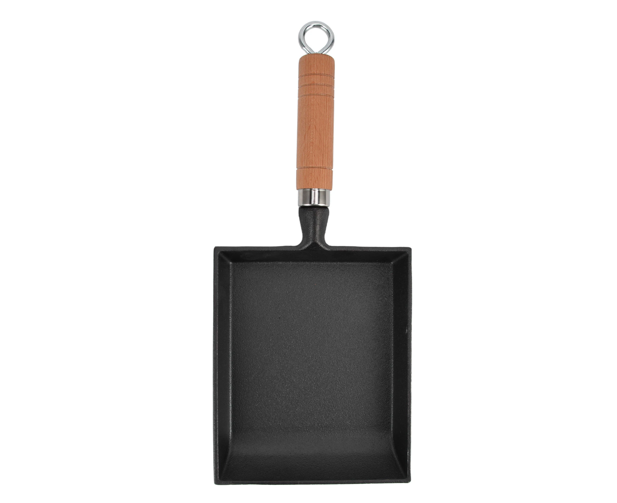 15.5Cm Thickened Frying Pan Wood Handle Cast Iron Pan Flat Bottomed Pancake Pan For Kitchen