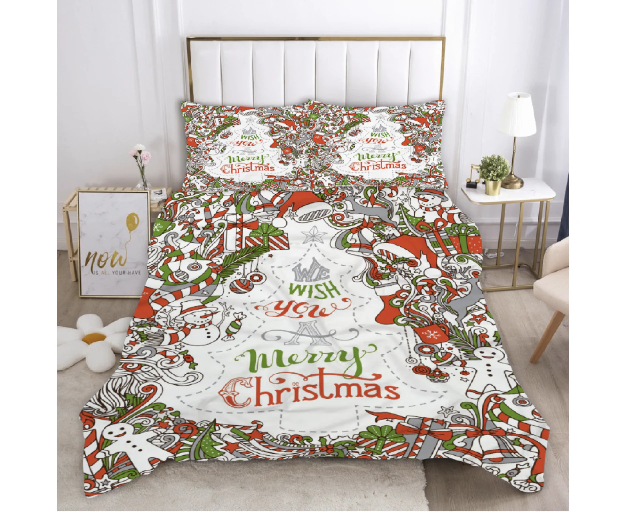 MERRY XMAS CHRISTMAS XMAS Design Quilt Duvet Doona Cover Set