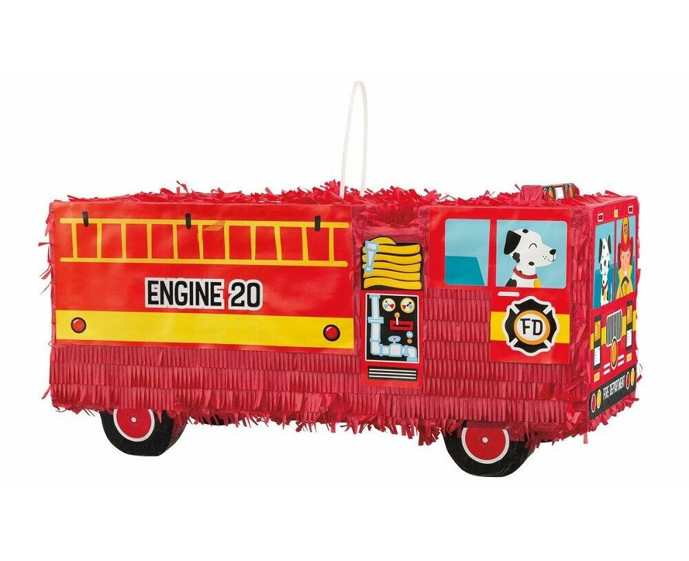 3D Red Fire Truck Chief Birthday Party Pinata Pinyata Game Toy Treat Lollies Box