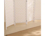 4-Panel Pine Wood Frame Room Divider Eco-Friendly Foldable White