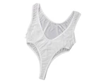 Erotic Bodysuit Swimsuit  Women Thin High Transparent Lingerie Swim wear-White