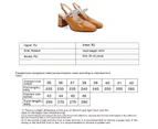 Women's Pumps Ankle Strap Block Heel Closed Square Toe Dress Shoes-Apricot color