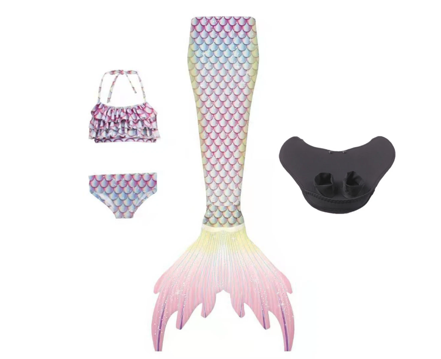 Costume Bay Girls 4pcs Mermaid Tail Set - E402  Bikini Top + underwear + Tail + Monofin Swimwear