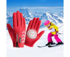 1 Pair Kids Gloves Full Finger Waterproof Thickened Plush Anti Skid Moisture-wicking Ridding Gloves for Outdoor Sports - Red