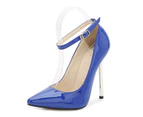 Women's Pumps Closed Pointed Toe Heels with Ankle Strap Stiletto High Heels-Ice Blue