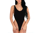 Erotic Bodysuit Swimsuit  Women Thin High Transparent Lingerie Swim wear-Black