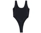 Erotic Bodysuit Swimsuit  Women Thin High Transparent Lingerie Swim wear-Black