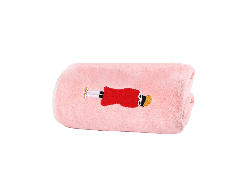 Shower Towel Soft Comfortable Cartoon Embroidery Highly Absorbent Quick Drying - Pink