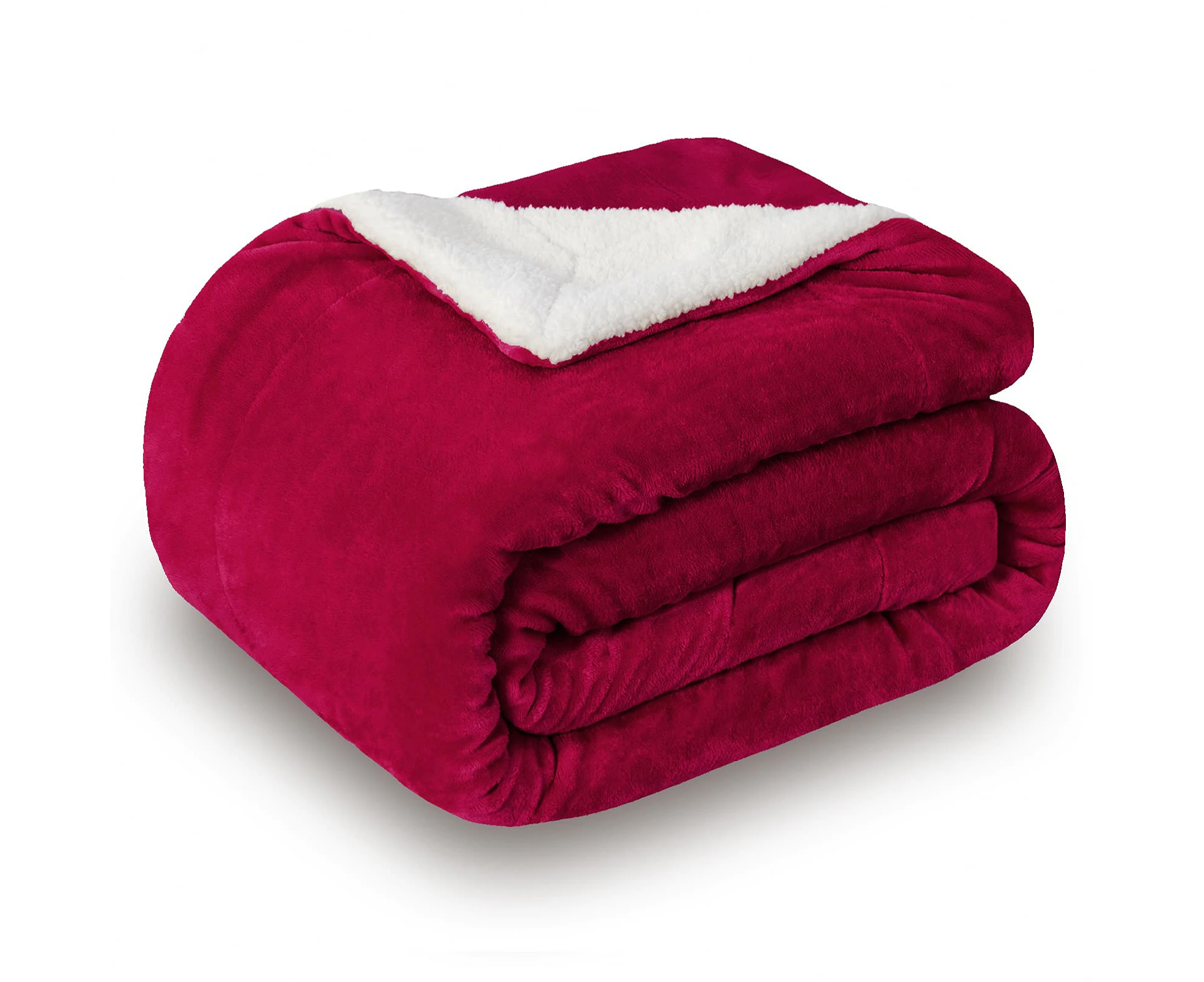 Thick and Warm Sherpa Fleece Throw Blanket, Super Soft Double-Sided Plush Blanket for Couch Bed & Sofa - Red