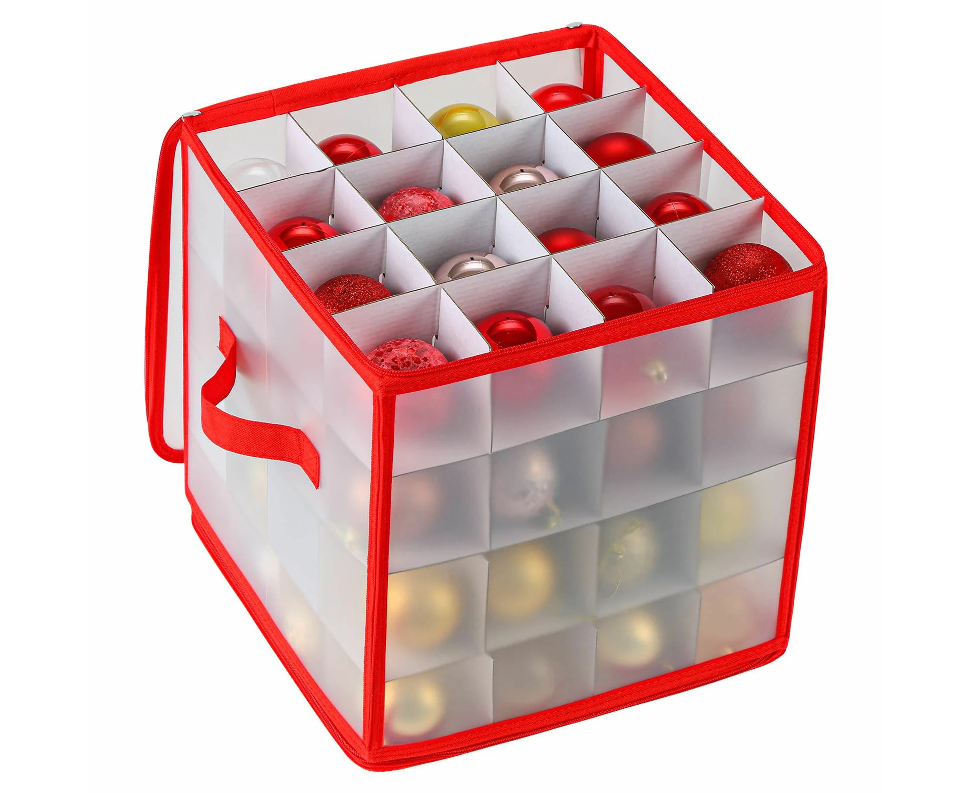 Christmas Ornament Storage Box   Hold 64 Christmas Balls Holiday Ornaments Xmas Holiday Ornament Storage Cube Organizer Christmas Chest with Dividers