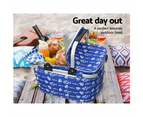 Picnic Bag Basket Folding Hamper Camping Hiking Insulated Outdoor with Cooler bag