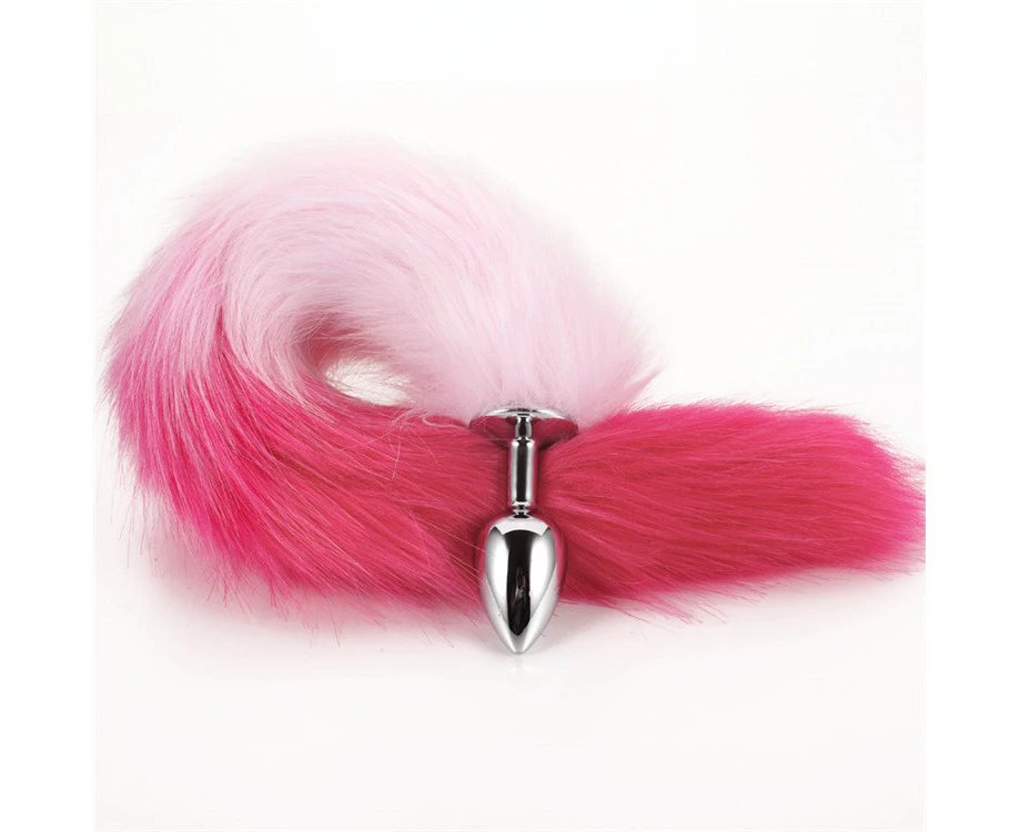 Handy 40 CM Artificial Fur Smooth Metallic Anal Plug with Tail