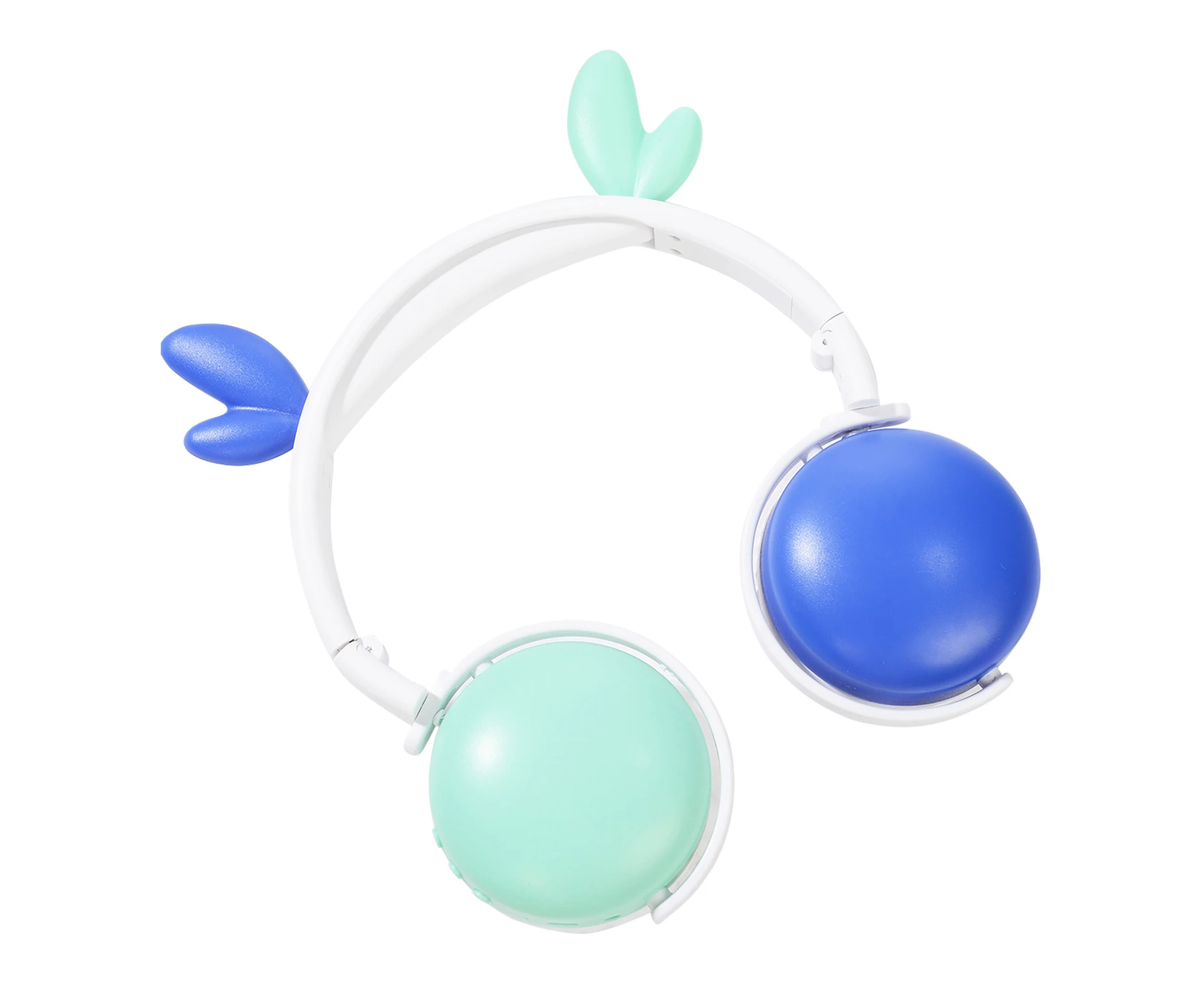 aerkesd Headset Cute Cartoon Antlers Wireless Folding Bluetooth-compatible Headphone for Girls-Green+Blue