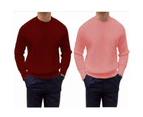 Men's Cable Knit Sweater Casual Crewneck Long-Sleeve Fisherman Pullover-Khaki color