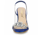 Allegra K Rhinestone Clear Slingback Sandals - Blue