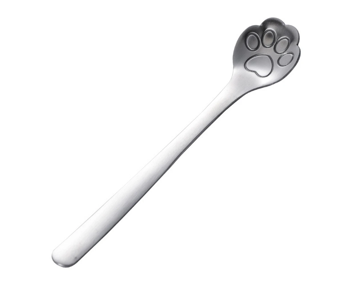 Cute Animal Paw Claw Stainless Steel Coffee Drink Dessert Kitchen Mixing Spoon-Silver