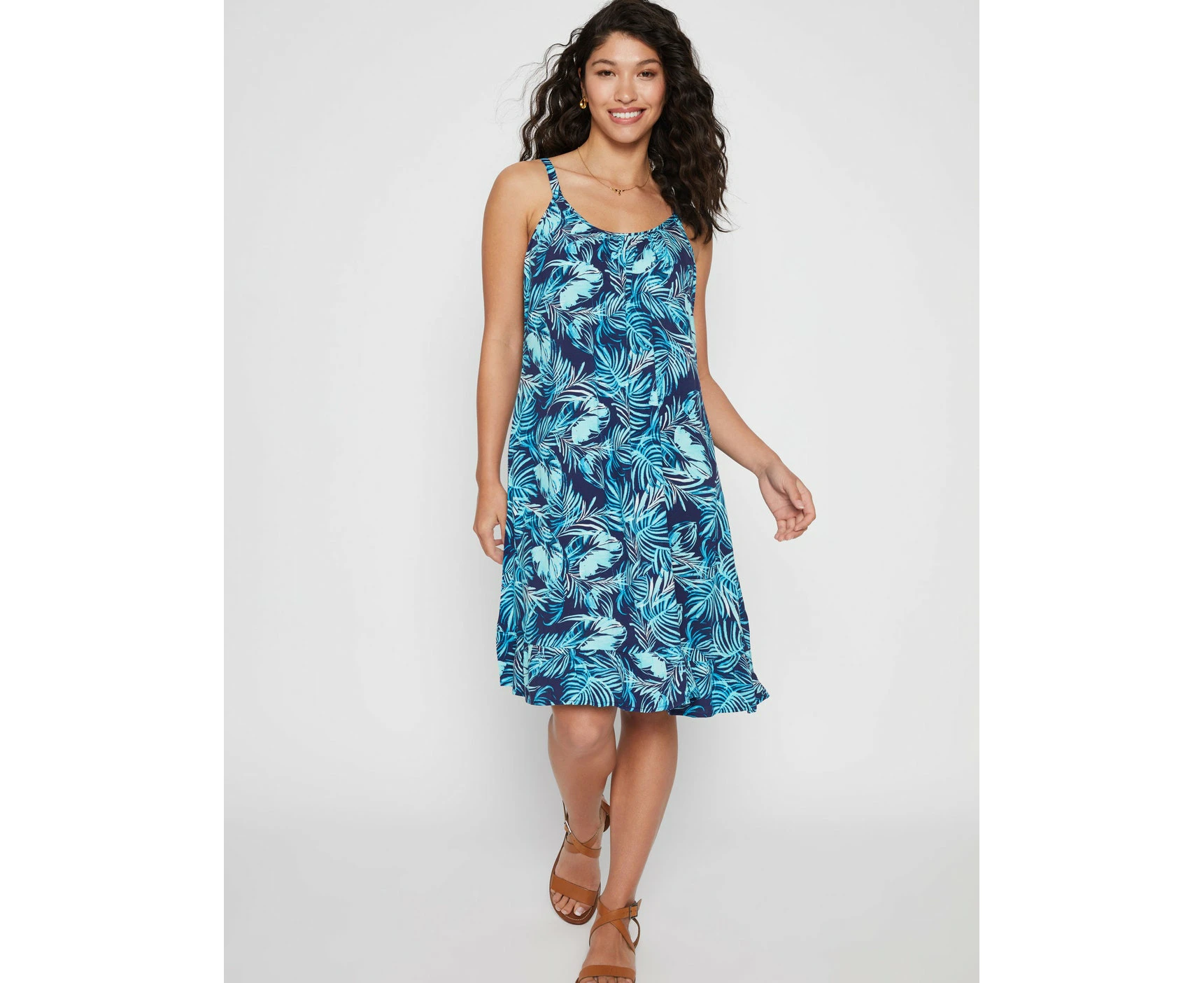 MILLERS - Womens -  Knee Length Printed Rayon Dress - Turquois